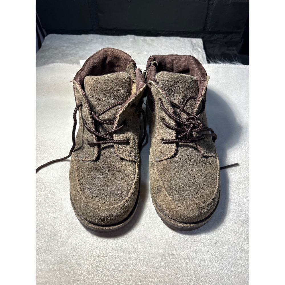 UGG Kids Hannen Brown Suede Lace Up Side Zip Boots 1013503T Size 12